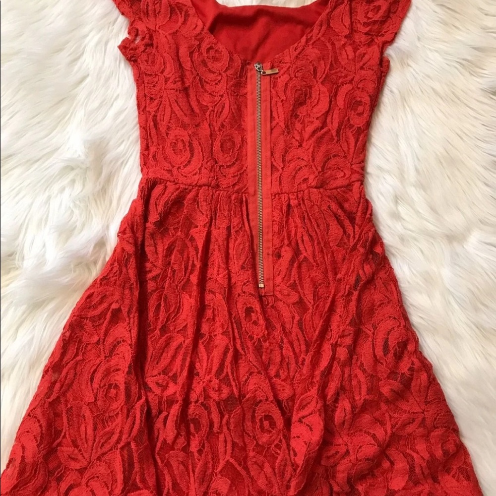 B. Darlin red lace dress with zipper